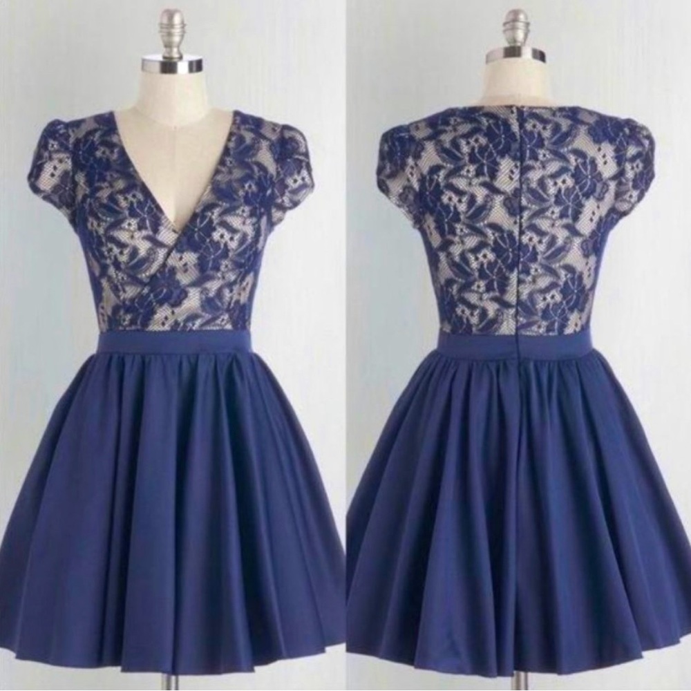 Chi chi London Navy blue A line cap sleeve dress size 14 US